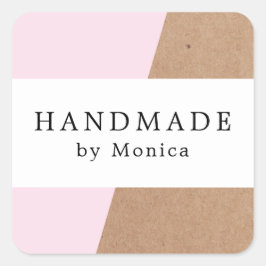 Adesivo Quadrado Texto Simples e Legal Rosa Kraft White Strike