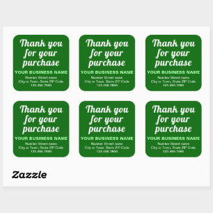 Adesivo Quadrado Textos Simples Obrigado pela sua compra em verde