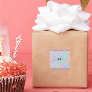 Adesivo Quadrado Textura abstrato Rainbow e Cristal Rosa