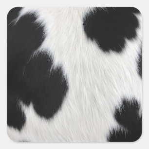 Adesivo Quadrado textura de couro de vaca preto e branco pele anima