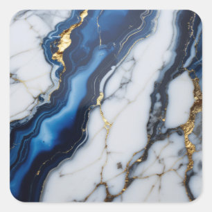 Adesivo Quadrado textura de mármore branco azul padrão de textura d