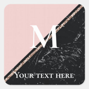 Adesivo Quadrado textura de mármore rosa e preto celebrações