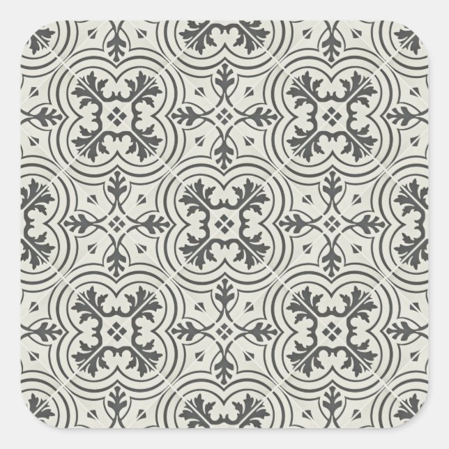 Adesivo Quadrado textura preta e creme do azulejo do chão (Frente)