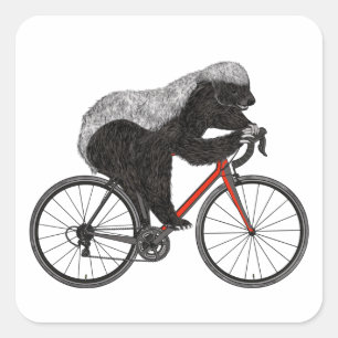 Adesivo Quadrado Texugo Ciclista Divertido Animal Mau Ciclista