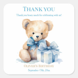 Adesivo Quadrado Thank You Beary Much Watercolor Teddy BeaSticker