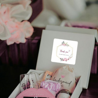 Adesivo Quadrado Thank You for Supporting My Business Floral Sticke