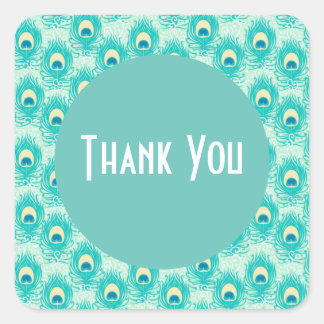 Adesivo Quadrado Thank you peacock feathers