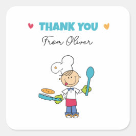 Adesivo Quadrado Thank You Sticker – Cute Chef Pancake Theme