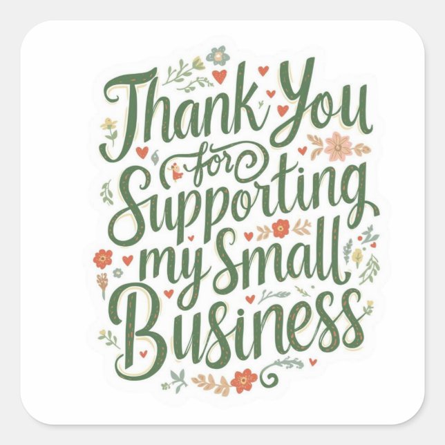 Adesivo Quadrado Thank You Sticker for Small Business Owners (Frente)