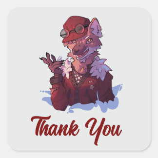 Adesivo Quadrado Thank you, wolf sticker