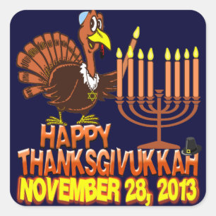Adesivo Quadrado Thanksgivukkah feliz Thankgiving Hanukkah 2013