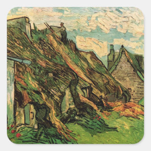 Adesivo Quadrado Thatstone Cottages por Vincent van Gogh