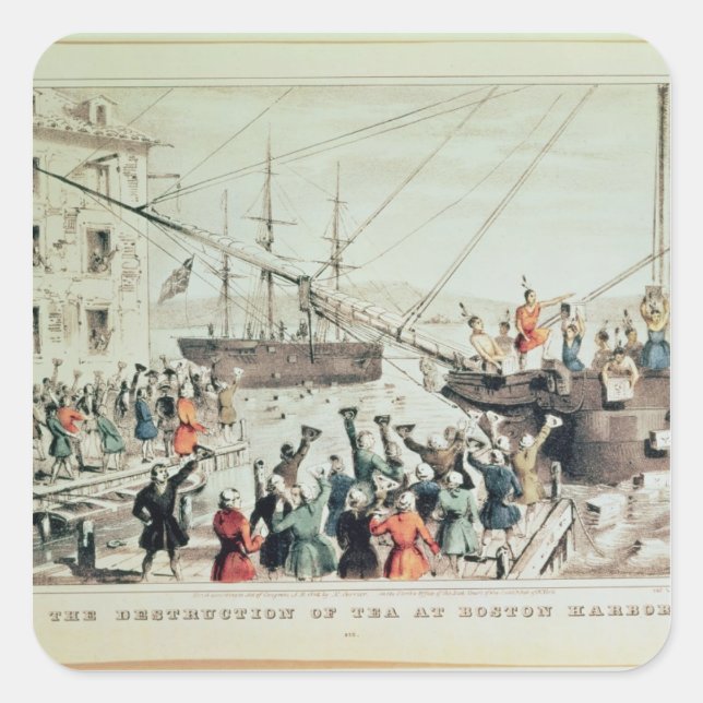 Adesivo Quadrado The Boston Tea Party, 1846 (Frente)