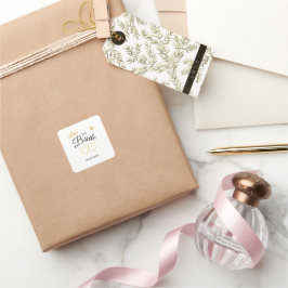 Adesivo Quadrado The Bride Wedding Date Elegant Design