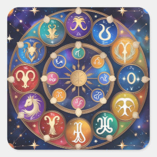 Adesivo Quadrado the circle with the zodiac signs