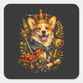 Adesivo Quadrado The Corgi King