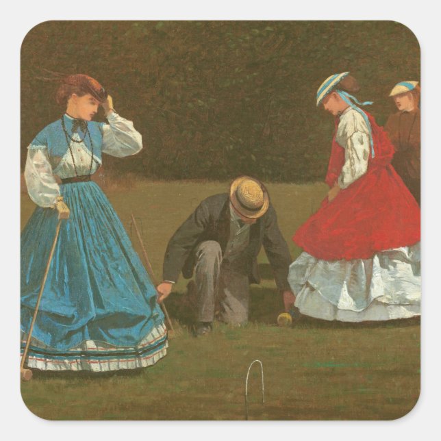 Adesivo Quadrado The croquet game, 1866 (óleo na canvas) (Frente)