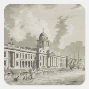 Adesivo Quadrado The Custom House, Dublin, 1792 (gravura)