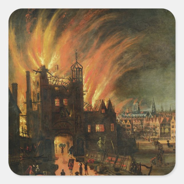 Adesivo Quadrado The Excelente Fire of London (setembro de 1666) co (Frente)