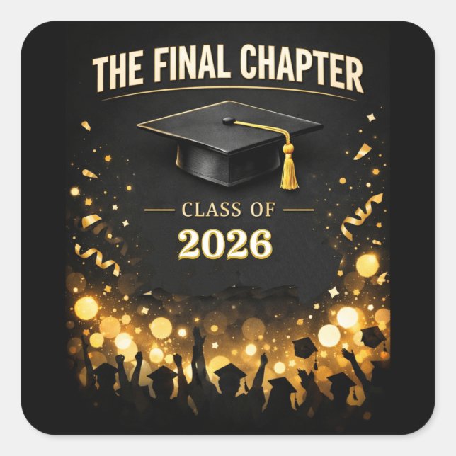 Adesivo Quadrado The Final Chapter Graduation 2026 Custom Sticker  (Frente)