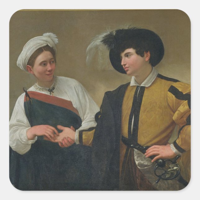 Adesivo Quadrado The Fortune Teller (La Buona Ventura), c.1594 (Frente)