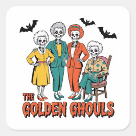 Adesivo Quadrado The Golden Ghouls Halloween Sticker