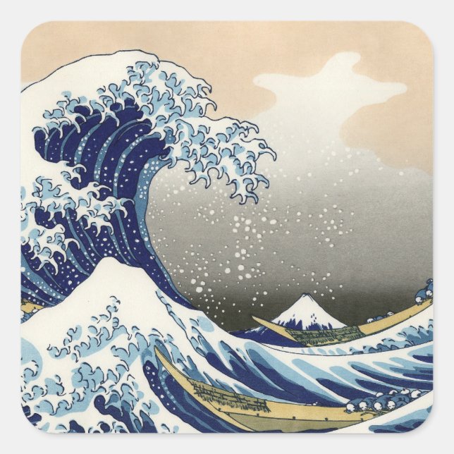 Adesivo Quadrado The Great Wave of Kanagawa - Katsushika Hokusai (Frente)