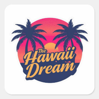 Adesivo Quadrado The Hawaii Dream American Retro Sunset