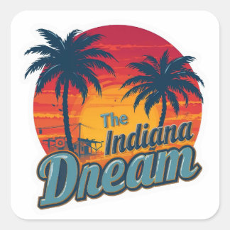 Adesivo Quadrado The Indiana Dream Retro Sunset Palm Trees