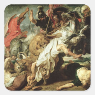 Adesivo Quadrado The Lion Hunt, 1621