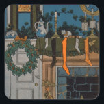 Adesivo Quadrado The Night Before Christmas de Denlow, 1903 (cor)<br><div class="desc">Imagem: 55450 The Night Before Christmas by Denlow,  1903 (color lito). Coleção Privada,  A Coleção Stapleton. Arte,  Bela Arte.</div>