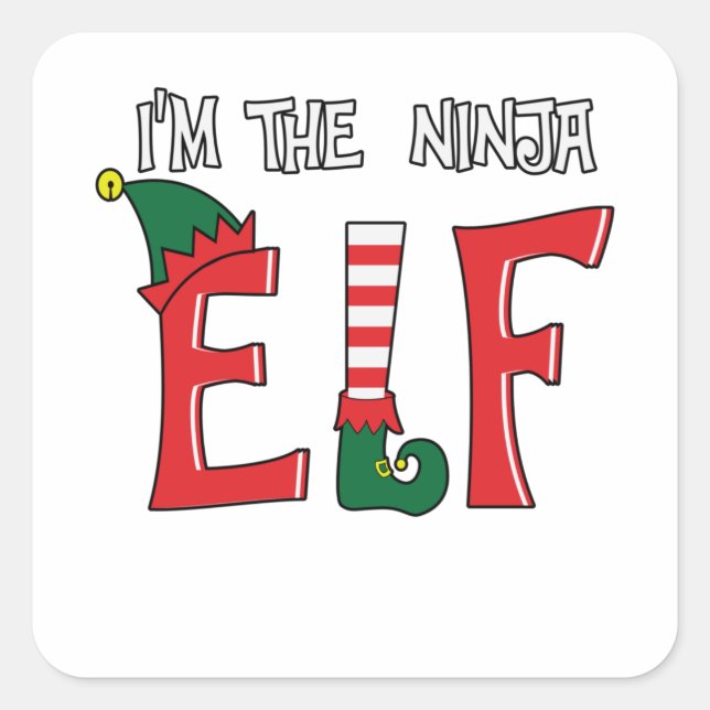 Adesivo Quadrado The Ninja Elf Family Matching Christmas Pajamas (Frente)