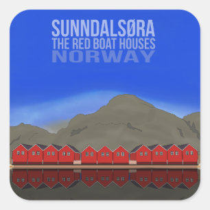 Adesivo Quadrado The Red Boat Houses Sunndalsøra Noruega