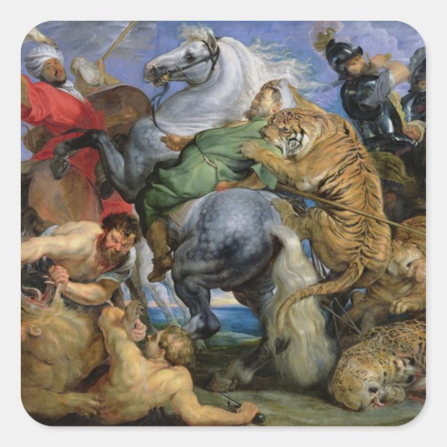 Adesivo Quadrado The Tiger Hunt, c.1616 (Frente)