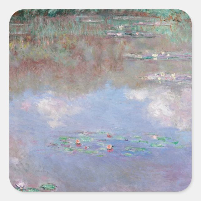 Adesivo Quadrado The Water Lily Pond (Clouds) (1903) Claude Monet (Frente)