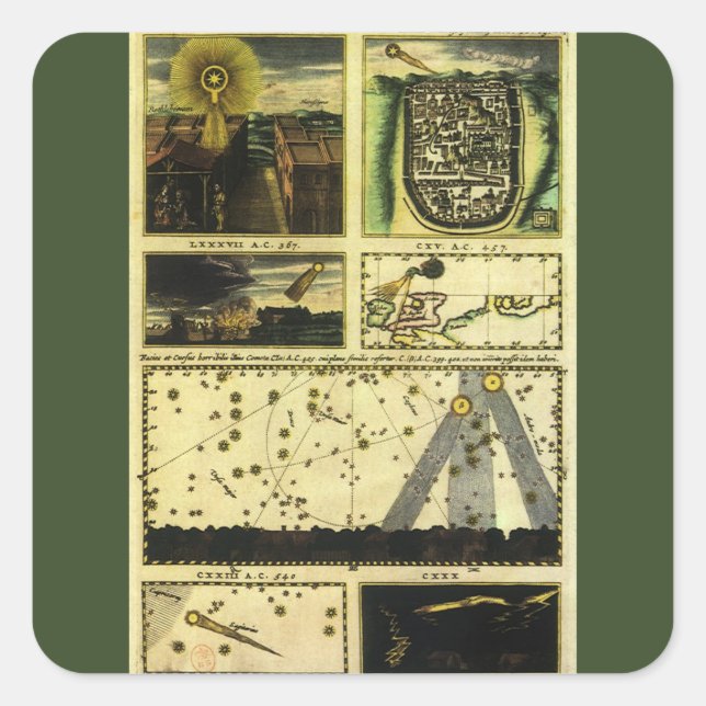 Adesivo Quadrado Theatrum Comets por Stanislaw Lubieniecki (Frente)