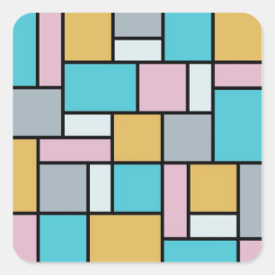 Adesivo Quadrado Theo Van Doesburg - Composição 17 - Arte Mondrian
