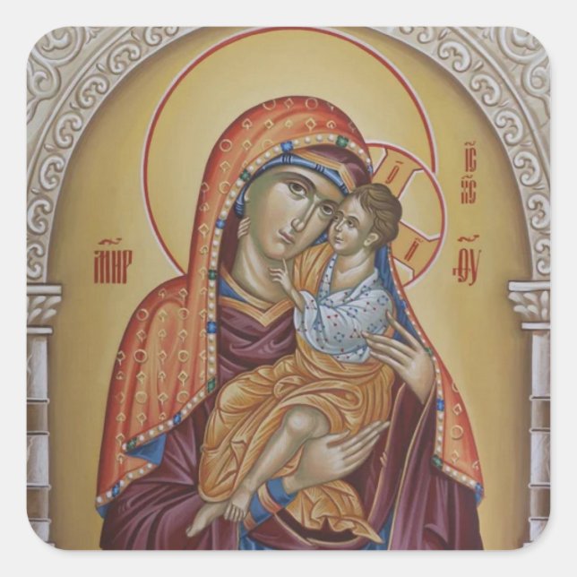 Adesivo Quadrado Theotokos e o Filho Cristo (Frente)