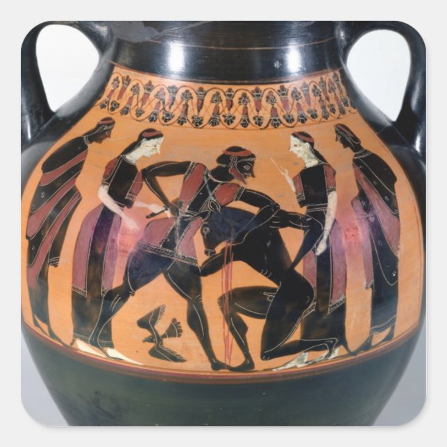 Adesivo Quadrado Theseus Lutando contra o Minotauro (Frente)