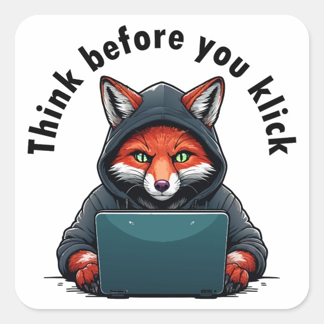 Adesivo Quadrado Think before you click - Cyber Security (Frente)