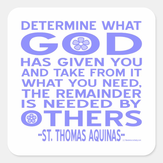 Adesivo Quadrado Thomas Aquinas Deus deu azul claro (Frente)