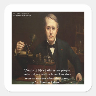Adesivo Quadrado Thomas Edison "B4 Success" Wisdom cita presentes
