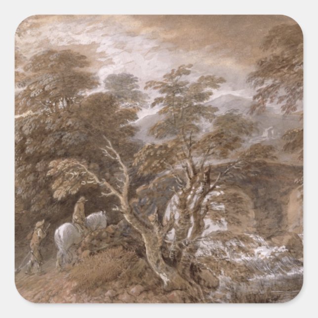 Adesivo Quadrado Thomas Gainsborough | Piscina Woodland com Rocks a (Frente)