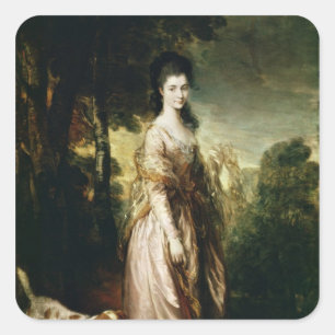 Adesivo Quadrado Thomas Gainsborough  Portrait da Sra. Lowndes-Ston