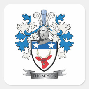 Adesivo Quadrado Thompson Family Crest Casaco de Armas