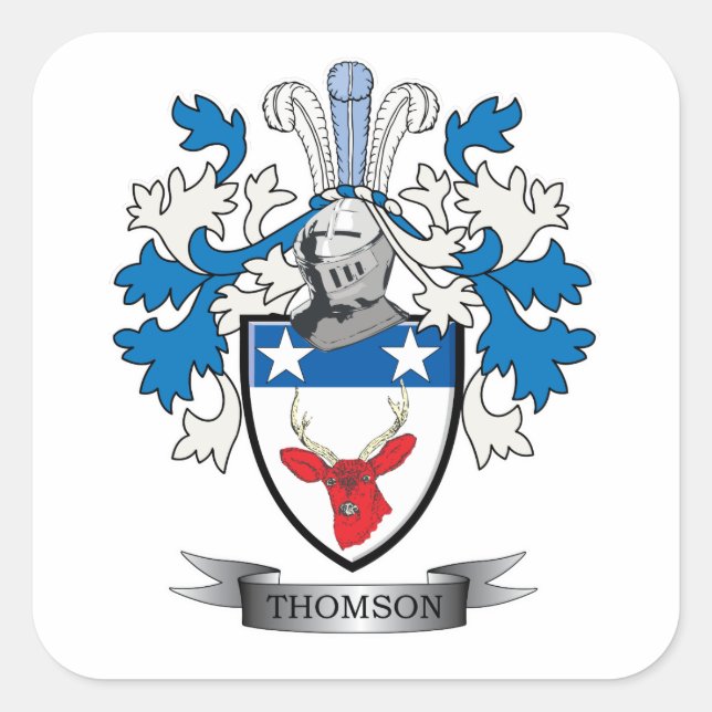 Adesivo Quadrado Thomson Family Crest Casaco de Armas (Frente)