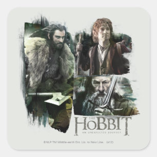 Adesivo Quadrado THORIN OAKENSHIELD™, BILBO BAGGINS™ E Gandalf Art