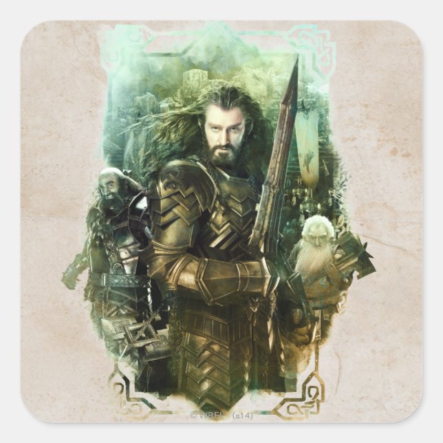 Adesivo Quadrado THORIN OAKENSHIELD™, Dwalin e Gráfico Balin (Frente)