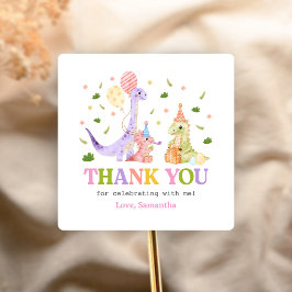 Adesivo Quadrado Three Rex Dinosaur Birthday