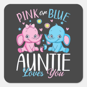 Adesivo Quadrado Tia Rosa Ou Azul Te Ama Bebê Elefante